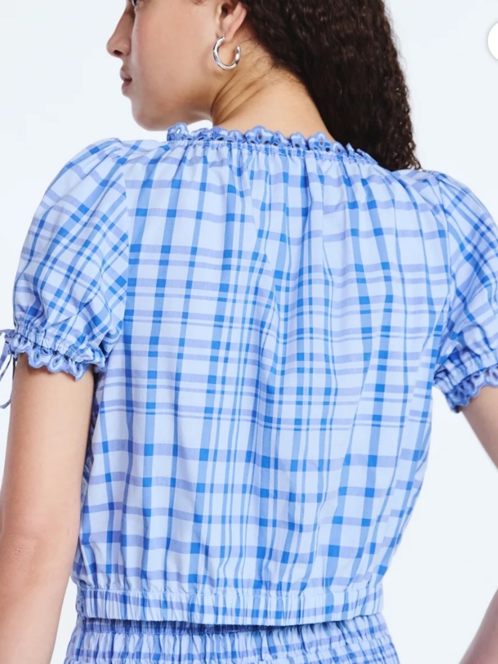 Free Assembly | NWT Women's XXL Embroidered Cropped Cotton Top w/ Short Sleeves - Picture 2 of 4